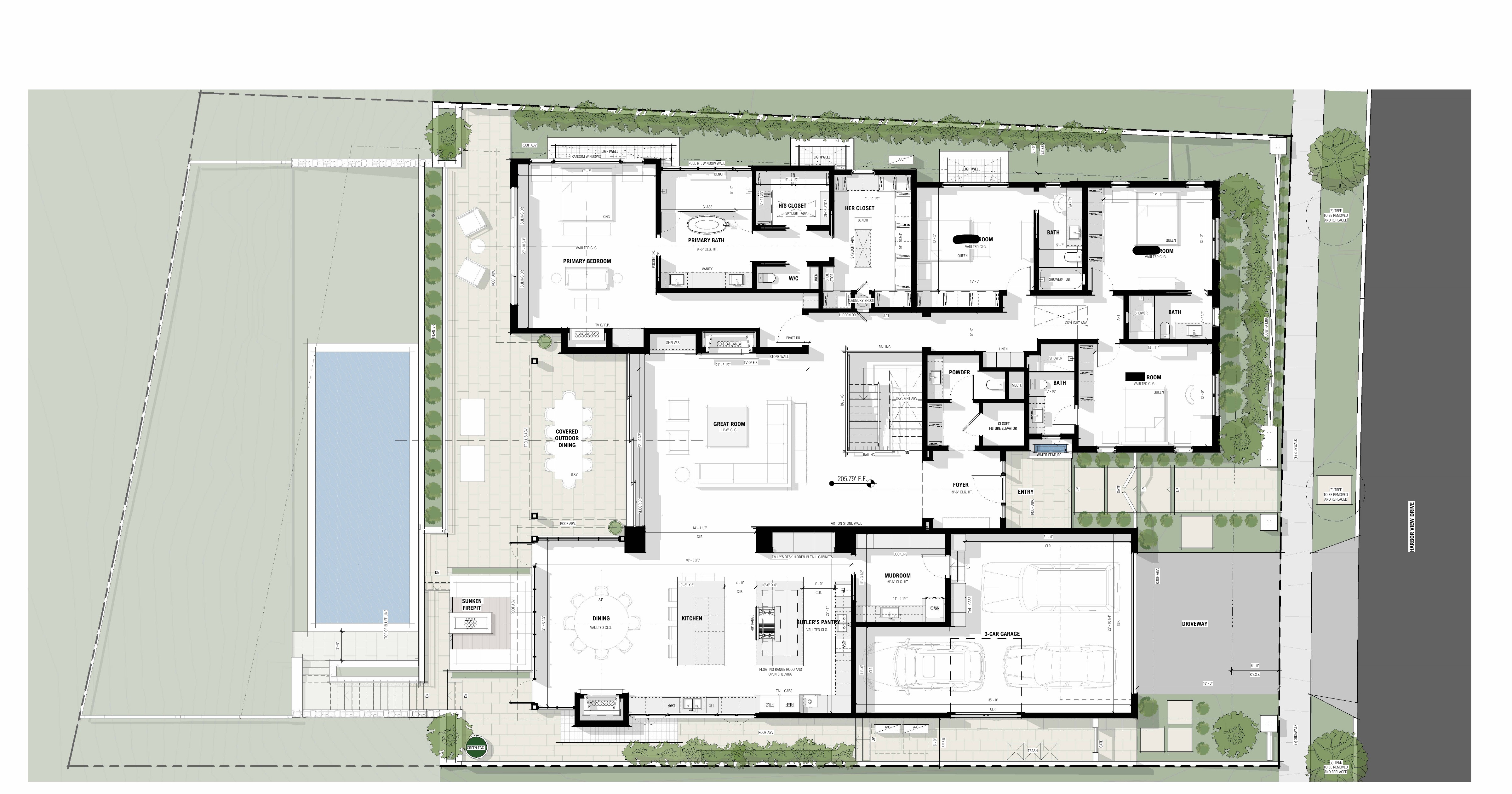 First floor plan — 3001 Harbor View Drive